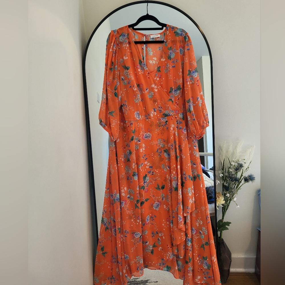 Vintage Calvin Klein Floral Midi Dress